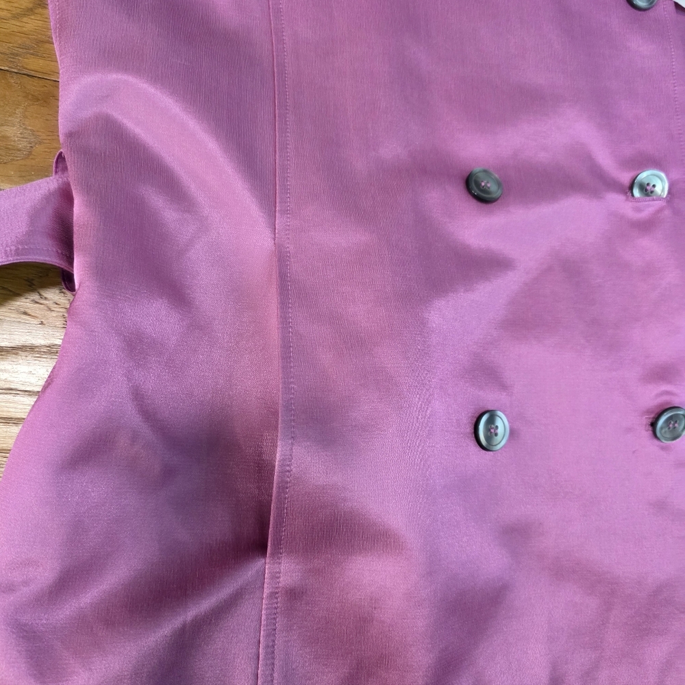 Jones New York Collection Pink Silk Blend Double Breasted Belted Trench Coat L - Picture 9 of 12
